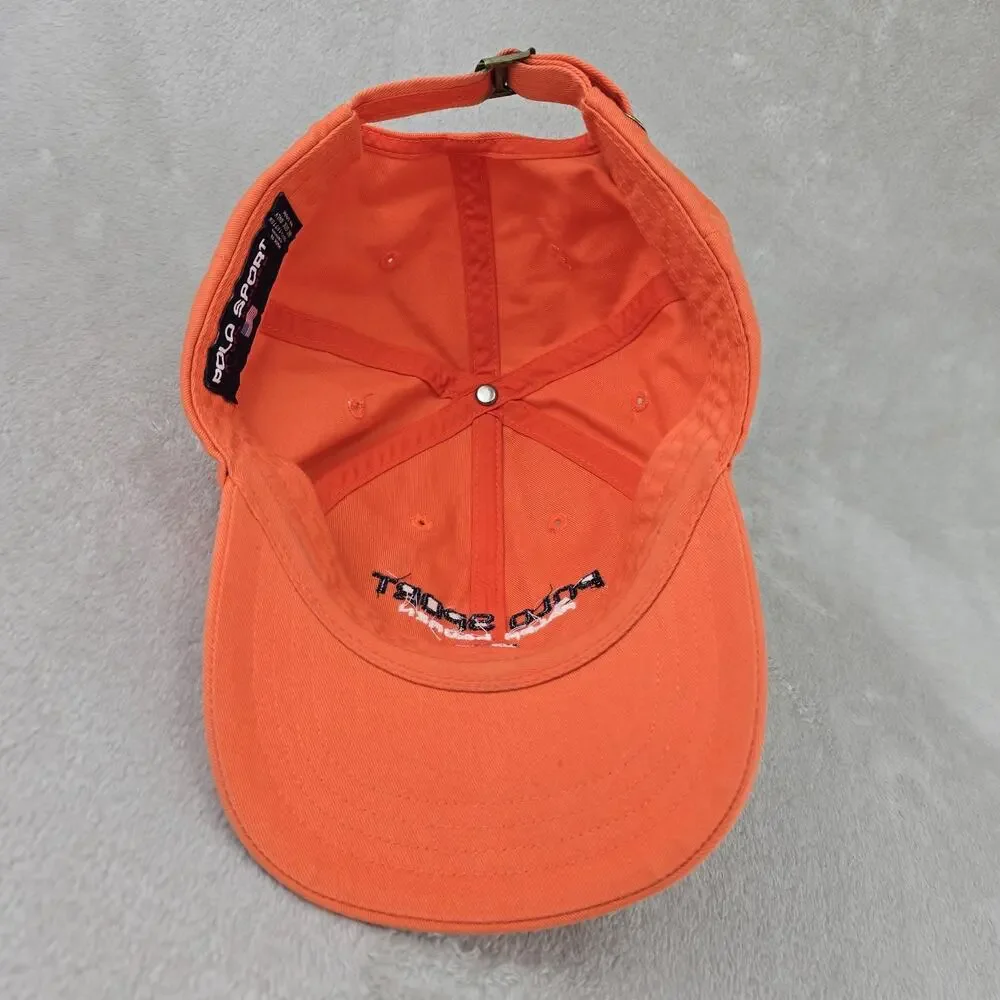 Vintage Polo Sport Ralph Lauren Hat Orange USA Flag Rare Cap Adjustable 90s Y2K